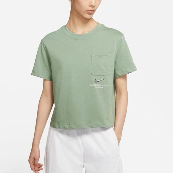 Nike Sportswear Swoosh 3D Logo Loose Breathable Sage green tee - Picture 1 of 7